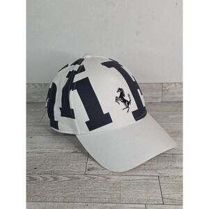 Ferrari Official Baseball Cap Prancing Horse Emblem Men's White Black Graphic OS